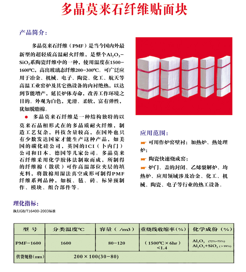 多晶莫來石纖維貼面塊(圖2)